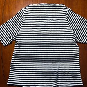 Old Navy Navy and White Striped Short Sleeve Top